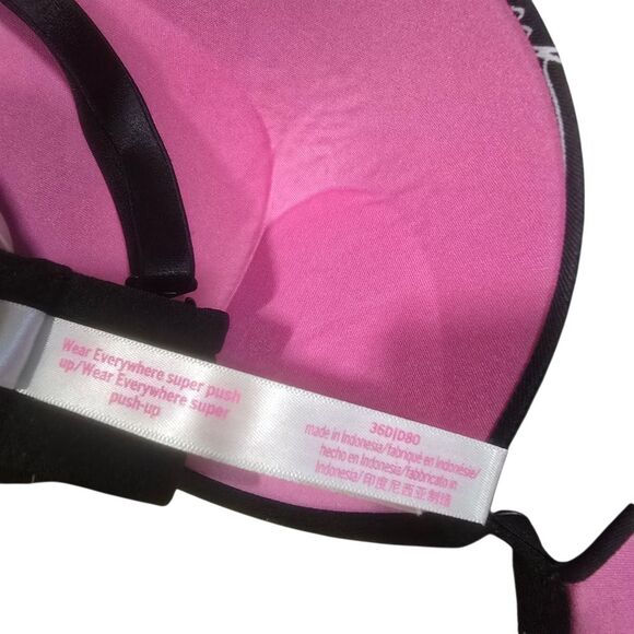Black Bra with White Script by PINK Victoria's Secret - Picture 6 of 6